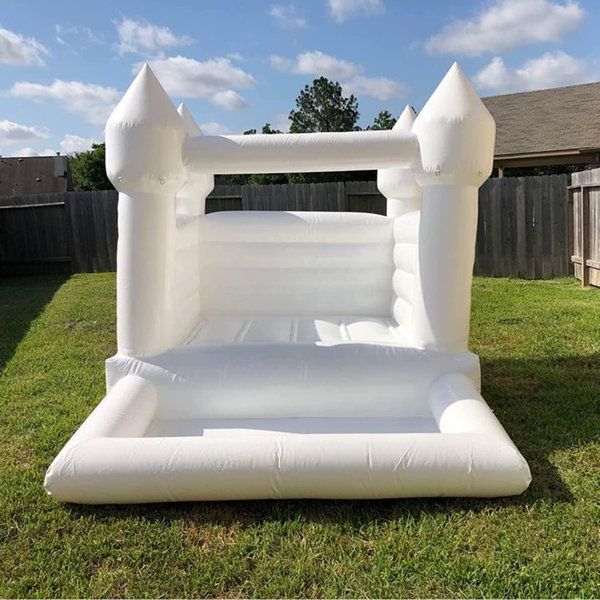 Connsann 8' x 10' 100 Vinyl White Bounce House with Ball Pit and Air